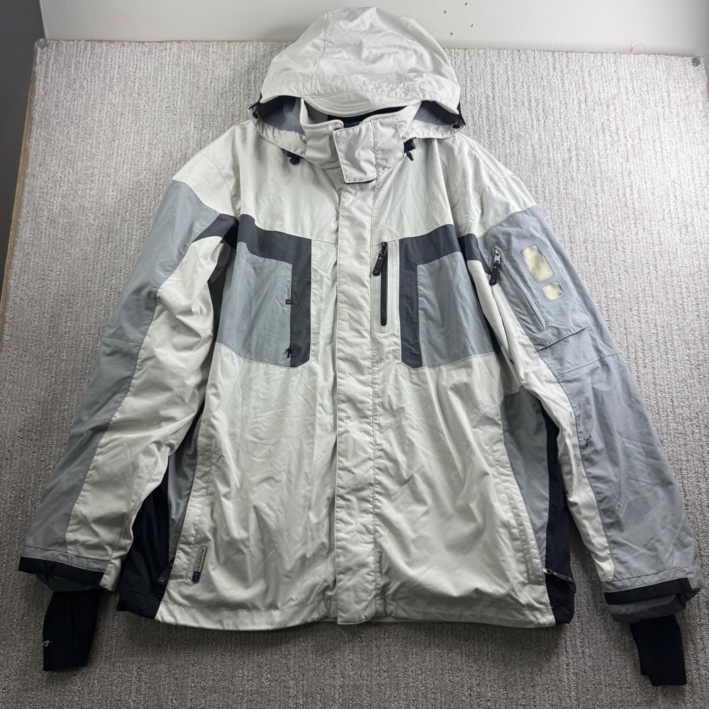 Orage Air Project Ski Jacket Mens Size XL Grey White Hooded Winter Coat CA19510